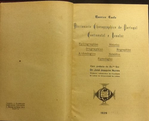 DICCIONARIO CHOROGRAPHICO DE PORTUGAL CONTINENTAL E INSULAR