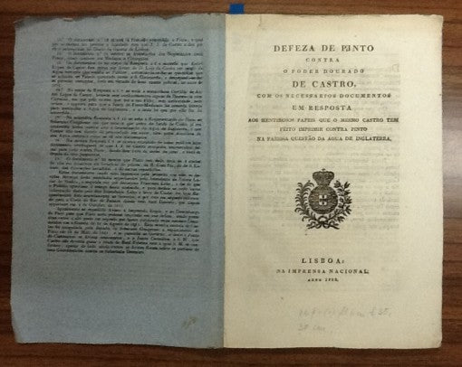 DEFEZA DE PINTO/ CONTRA/ O PODER DOURADO/ DE CASTRO,/