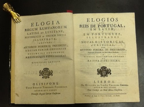 ELOGIOS/ DOS/ REIS DE PORTUGAL,/ EM LATIM/ E EM PORTUGUEZ,/ ILLUSTRADOS/ DE/ NOTAS HISTORICAS/ E CRITICAS,/ POR...