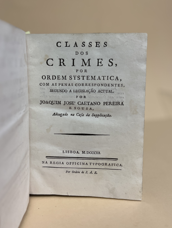 CLASSES DOS CRIMES, POR ORDEM SYSTEMATICA,