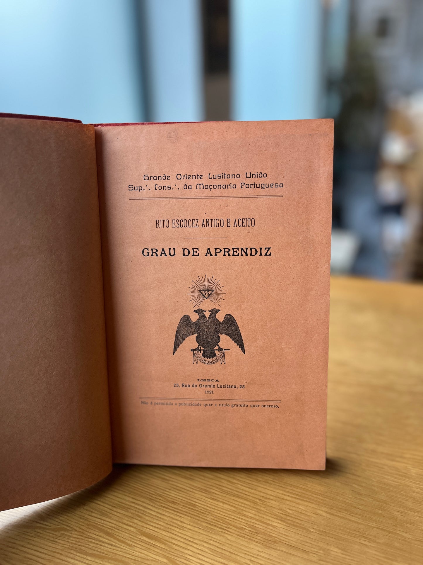 GRAU DE APRENDIZ: RITO ESCOCEZ ANTIGO E ACEITO