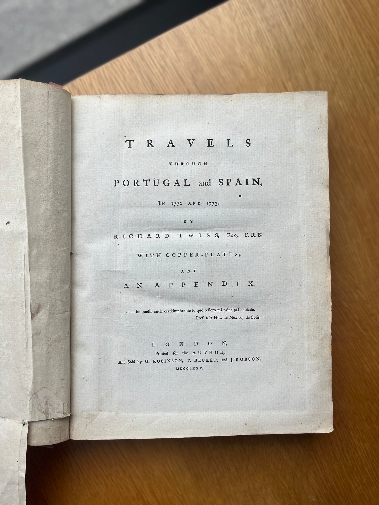 TRAVELS THROUGH PORTUGAL AND SPAIN IN 1772 AND 1773