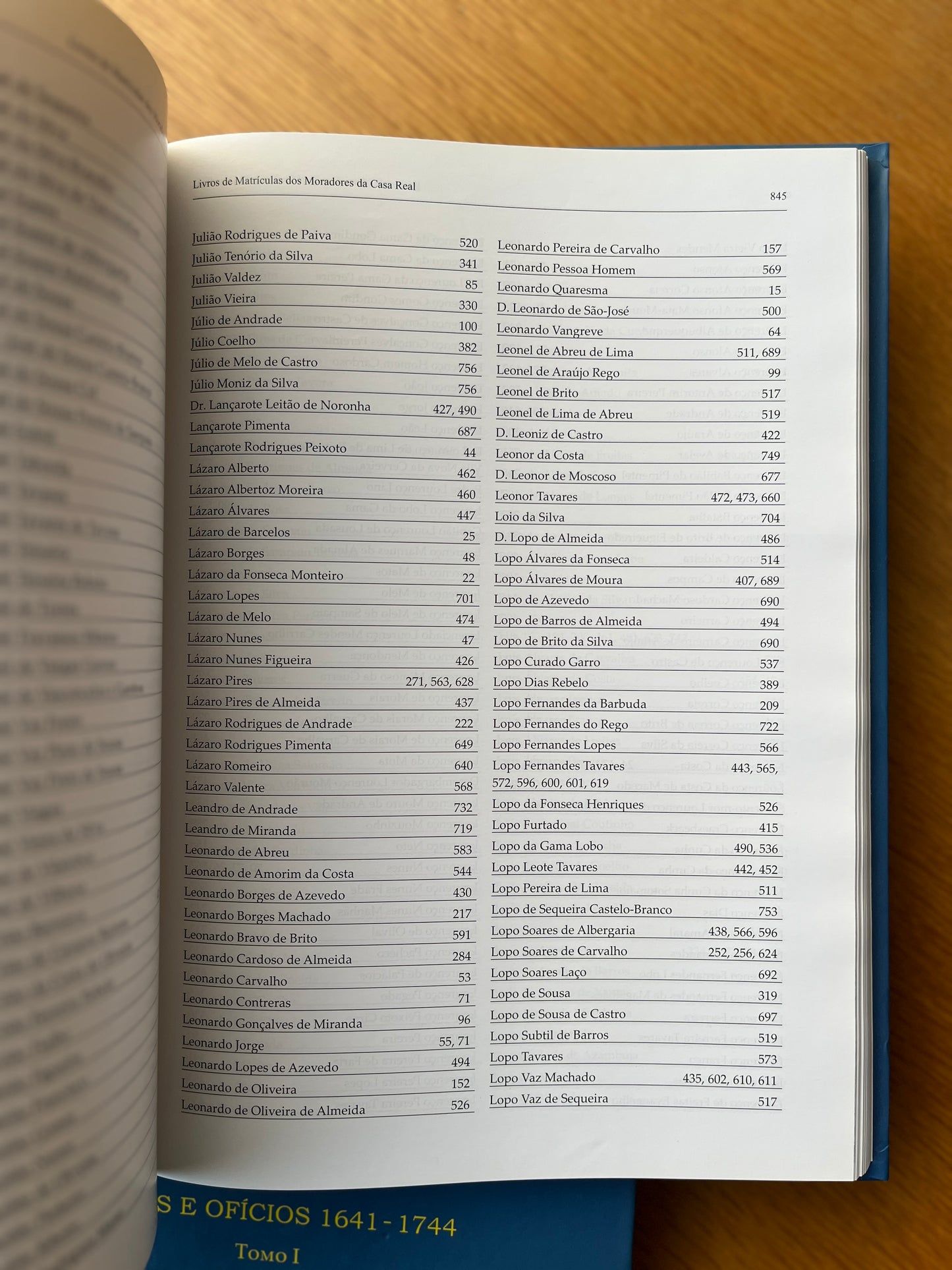 LIVROS DE MATRÍCULAS DOS MORADORES DA CASA REAL