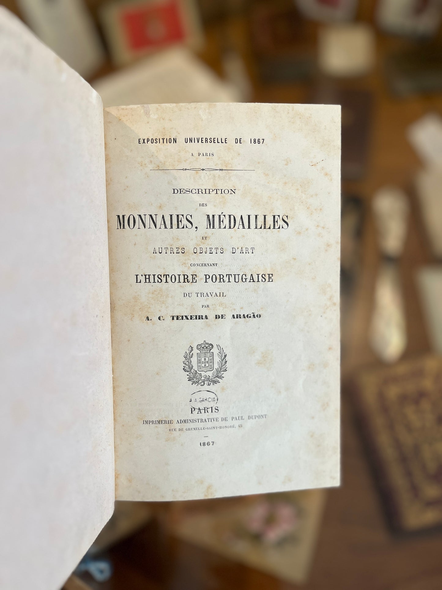 DESCRIPTION DES MONNAIES, MÉDAILLES ET AUTRES OBJECTS D'ART