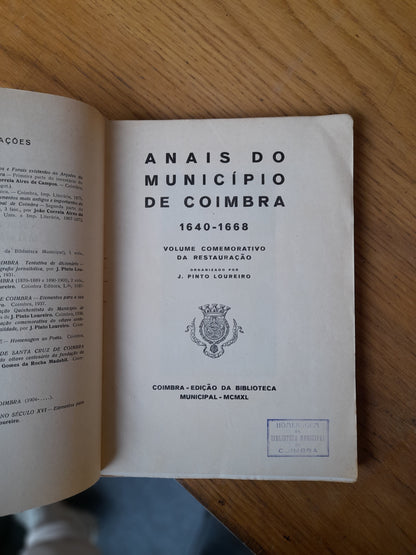 ANAIS DO MUNICIPIO DE COIMBRA 1640-1668