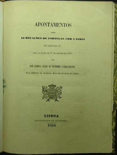 APONTAMENTOS/ SOBRE AS RELAÇÕES DE PORTUGAL COM A SÍRIA