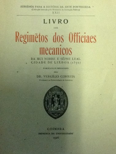 LIVRO/ DOS / REGIMETOS DOS OFFICIAES MECANICOS