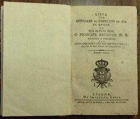 LISTA/ DOS/ OFFICIAES DO EXERCITO EM 1811/ DE ORDEM/ DE/ SUA ALTEZA REAL/ O PRINCIPE REGENTE N. S./