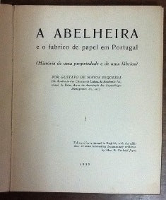 A ABELHEIRA E O FABRICO DE PAPEL EM PORTUGAL