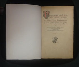 PROMPTUARIO ANALYTICO DOS CARROS NOBRES DA CASA REAL PORTUGUESA E DAS CARRUAGENS DE GALA.