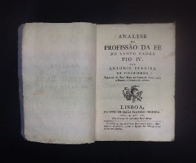 ANALYSE/ DA/ PROFISSAO DA FÉ/ DO SANTO PADRE/ PIO IV.