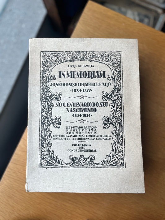 LIVRO DE FAMILIA IN MEMORIAM JOSÉ DIONISIO DE MELO E FARO