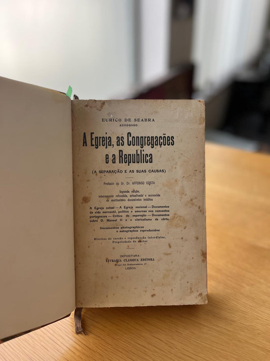 A EGREJA, AS CONGREGAÇÕES E A REPUBLICA