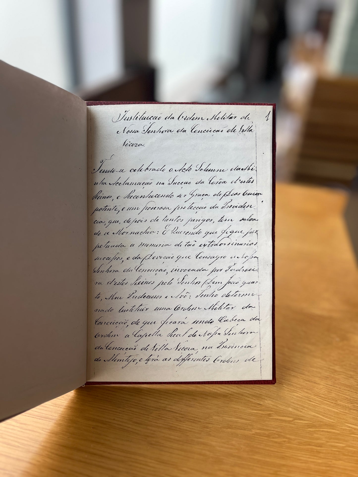 INSTITUIÇÃO DA ORDEM MILITAR DE NOSSA SENHORA DA CONCEIÇÃO DE VILLA VIÇOSA